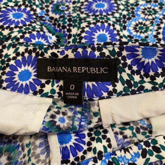 Banana Republic Blue Geometric Floral Print Shorts Women’s Size 0 Summer Dressy - Picture 3 of 8